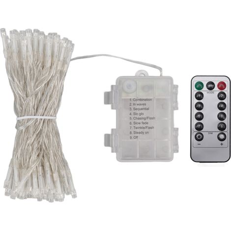 Guirlande lumineuse LED à intensité variable, minuterie, télécommande à piles, pour jardin extérieur, porche (1/4)