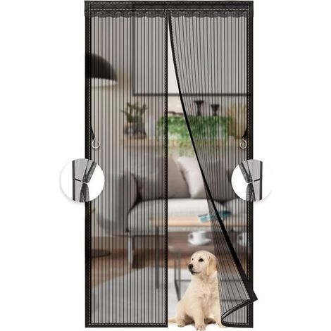 Moustiquaire magnétique pour balcon – Rideau en maille anti-moustiques noir 120 x 210 cm, facile à installer, design fantaisie (1/5)