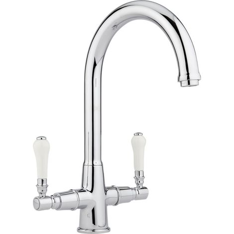 Milano Elizabeth Kitchen Sink Mixer Tap with Swivel Spout and Lever Handles – Chrome (1/5)
