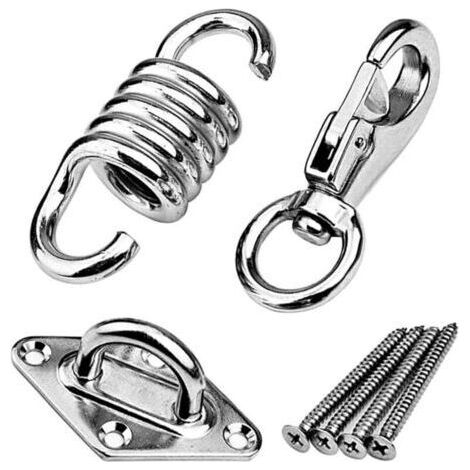 Crochet de Plafond pour Hamac 7 PCS Hamac Suspendu Kit Mural, Crochet pour Fauteuil Suspendu Kit De Ressort De Suspension pour Chaise Pivotante en Acier Inoxydable, pour Lampe Accrochante Hamac (1/5)