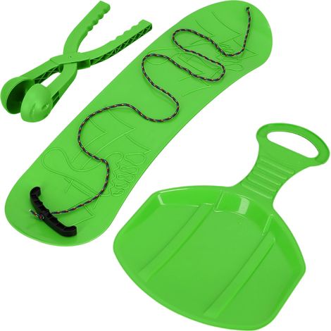 KOTARBAU® Snowboard Enfant - 68x20 cm - Vert - PVC - Luge Enfant - 34x 53 cm- Pince à Boule de Neige - Sled - Traineau Enfant - Moule Boule de Neige - Snowball Maker (1/5)