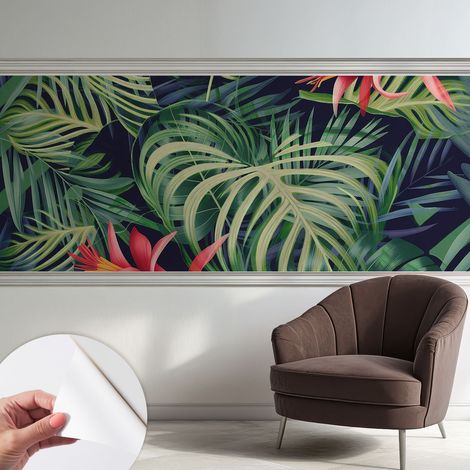 Papier peint autocollant adhésif décoratif avec motifs pour salon et chambre a motif Plantes exotiques 250x104 cm (1/5)