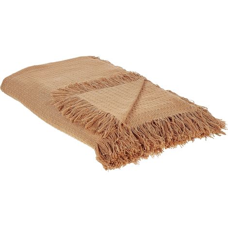 Bedspread YERBENT Cotton 200 x 220 cm Golden Brown