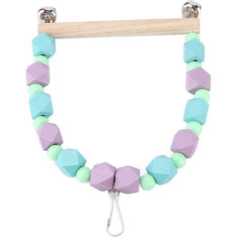 Balançoire en bois coloré pour perroquets, balançoire naturelle en bois coloré pour petits et moyens perroquets (1/5)