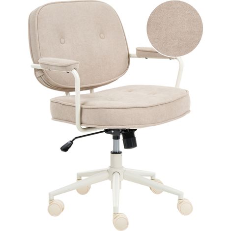 Silla de oficina de bouclé estructura de metal función giratoria inclinación altura ajustable muebles de oficina beige claro Paramus (1/5)