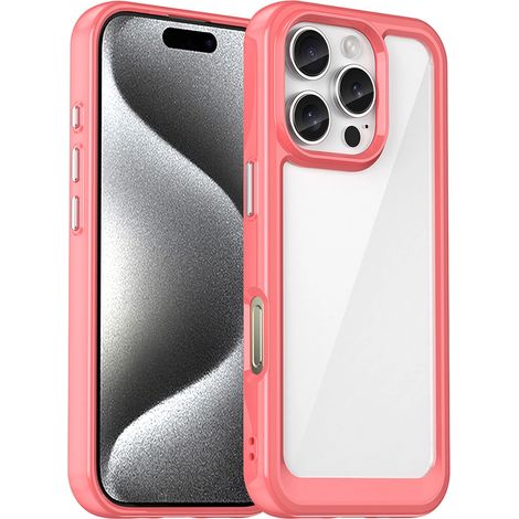 Custodia a tema spazio esterno con cornice in gel per iPhone 16 Pro Max - Rossa (1/5)