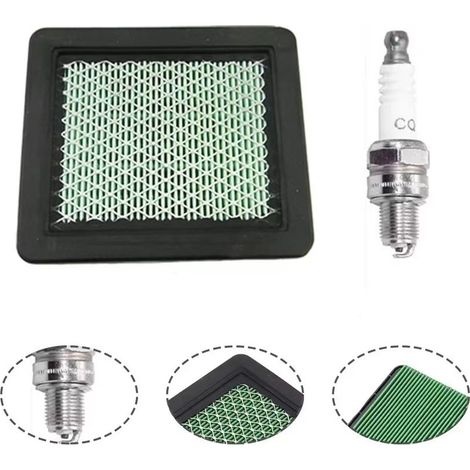 Air filter and spark plugs for Honda HRX 537 and HRX476 lawnmower kits.