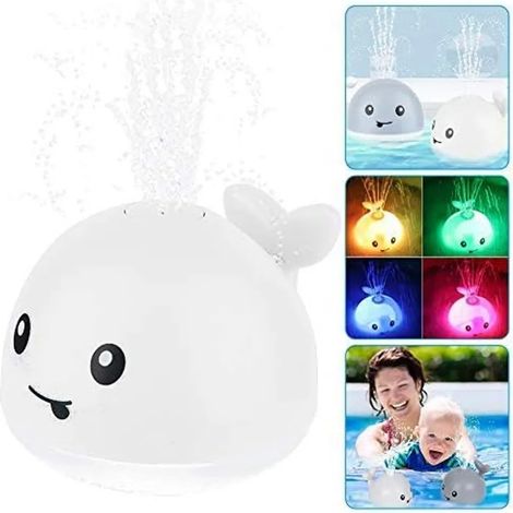 Giocattolo da bagno per bambini 2 in 1, giocattolo d'acqua per neonati, balena a spruzzo d'acqua ad induzione automatica con luce e musica (1/4)