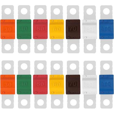 Lot de 14 fusibles à vis pour voiture, 32 V, 30/40/50/60/70/80/100 A, pour voitures, camions, véhicules de construction, bus, caravanes (1/5)