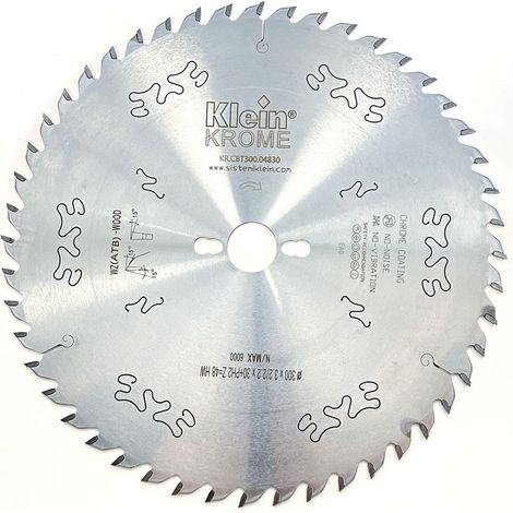 Lama circolare HW Cromate per tagli Lungo vena e Traverso vena D=250, d=30, B/c=3.2/2.2, Z (Nr. denti)=40,  (Angolo di taglio)=15B0, Fori trasc.=PH02 KR.CBT250.04230 KLEIN (1/4)