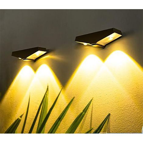appliques solaires à induction pour jardin éclairage décoratif mur et clôture chaud Lot de 2 Blanc (1/4)