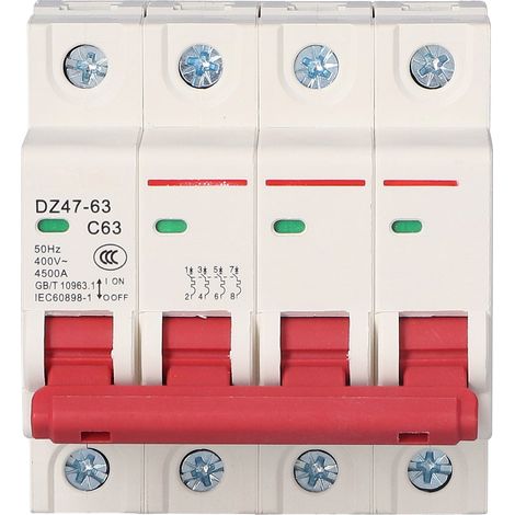 4-poliger Mini-Leistungsschalter (MCB) mit Überlast- und Kurzschlussschutz für Haushalte, 400 V, 63 A (1/5)