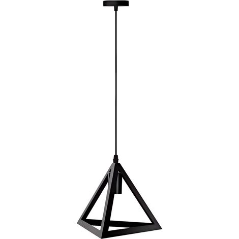 Suspension triangulaire en fer noir, culot E27, décoration artistique pour environnements industriels