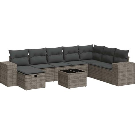 Maison Exclusive - Set de sofás de jardín con cojines 9 pzas ratá (1/5)