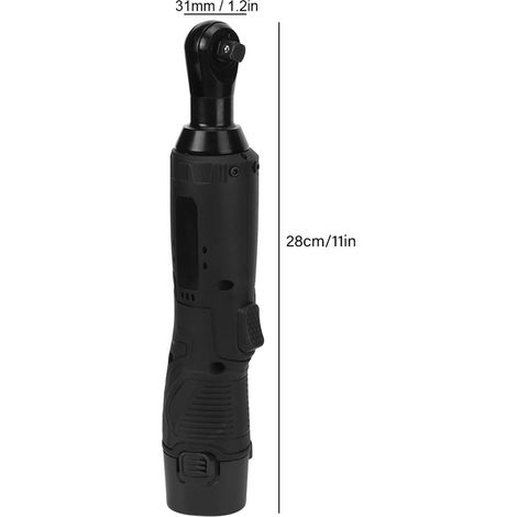 Avvitatore elettrico professionale in metallo da 12 V - Set di chiavi a cricchetto angolate a 90° da 3/8" - Adattatore rapido, LED, batteria agli ioni di litio e caricabatterie (1/4)