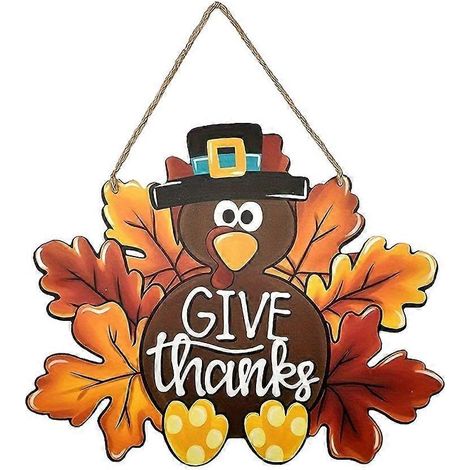 Porte-manteau artisanal dinde de Thanksgiving, décoration murale suspendue saisonnière pour porte ou mur, signe festif automne fait main. (1/4)