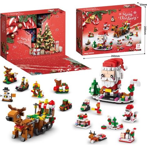 Calendrier de l'Avent 2025 pour enfants : jeu de construction et compte à rebours de 12 jours avant Noël avec 6 figurines en 1 (Père Noël, rennes et blocs festifs). Cadeau idéal pour les garçons et le (1/5)