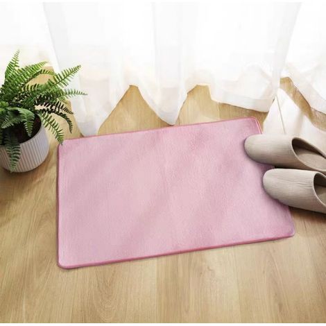 LAN Rose - Plat 5080cm (polaire corail 0,8cm d'épaisseur) Tapis de sol en polaire corail, couleur unie, facile à nettoyer, tapis de salle de bain, tapis de toilette, absorbant et antidérapant (1/4)