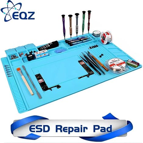 (S508 480 x 340 mm) Tapis magnétique de réparation en silicone pour circuits imprimés, résistant à la chaleur jusqu'à 500 °C (932 °F), antistatique, pour la réparation de téléphones et de fers à soude (1/5)