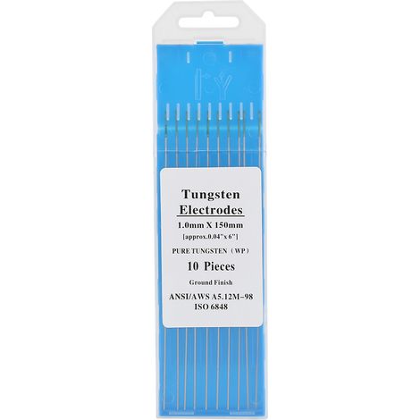 10 Electrodes Tungstène Pur Pointe Verte WP pour Soudure TIG AC 1.6x150mm Lot (1/5)
