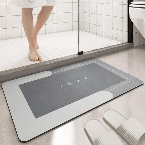Tapis de sol de douche en boue de diatomée 60x40 cm, antidérapant et antimoisissure, 4 couches, séchage ultra-rapide pour maison et appartement (1/5)