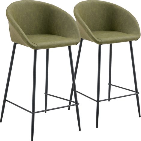 Set di 2 sgabelli da bar ACHILLE in similoro verde (1/5)