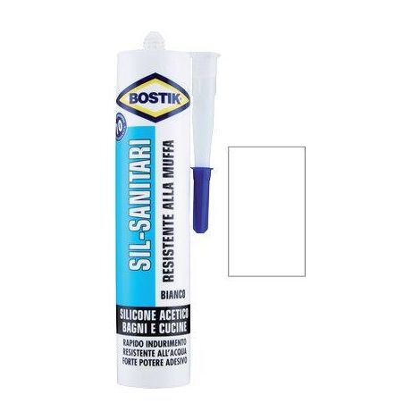 SILICONE ACETICO SIL SANITARI BOSTIK - BIANCO RAL 9010 ML 280- 24 pezzi