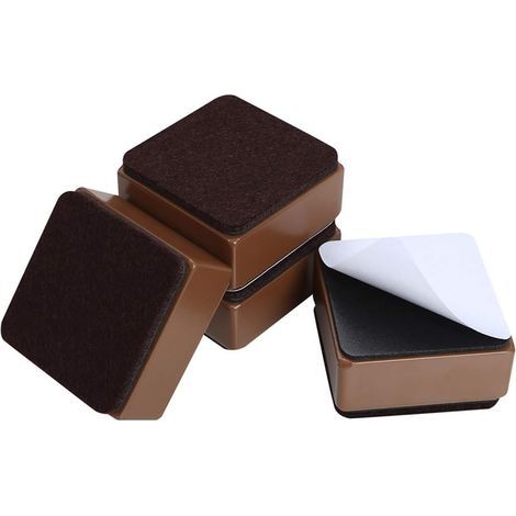 Set of 4 carbon steel furniture risers, 3cm high, 6cm high bed risers, furniture risers (brown squares) (1/5)