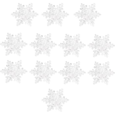 12 pezzi di ornamenti natalizi a forma di fiocco di neve in acrilico trasparente con 3 fori da 5,5 cm(5,5 cm). (1/5)