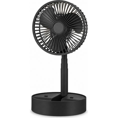 Tragbarer faltbarer wiederaufladbarer USB-Ventilator mit 3 Geschwindigkeiten schwarz (1/5)