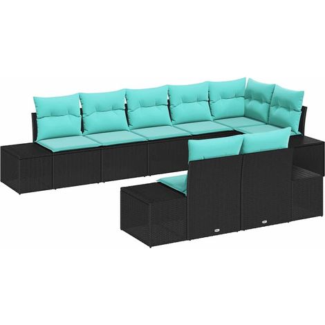 Garden Sofa Set 8 pcs Black Poly Rattan vidaXL (1/5)