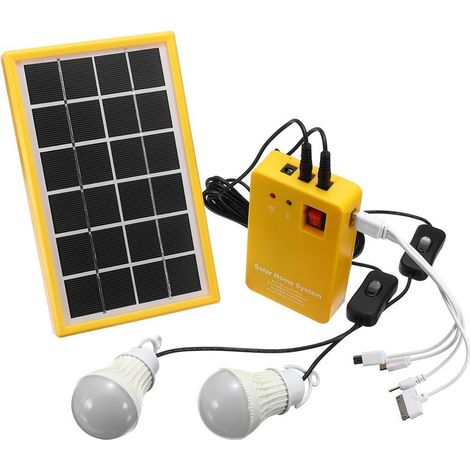 YMYNY Kit Chargeur Solaire 6V 3W + 3 LED Ampoules + USB Chargeur Panneau d'alimentation (1/4)
