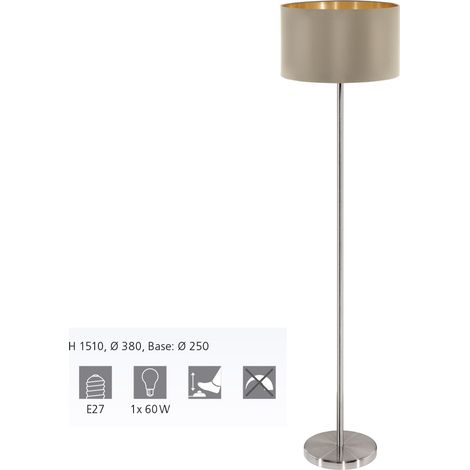 Piantana Contemporanea Maserlo Acciaio Nichel Satinato Tortora 1 Luce E27 Ip20 (1/5)