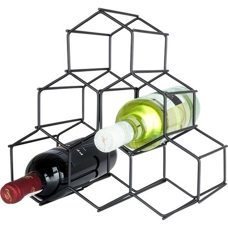 Botellero de metal negro para 6 botellas, 29,5 x 28,5 cm (1/5)