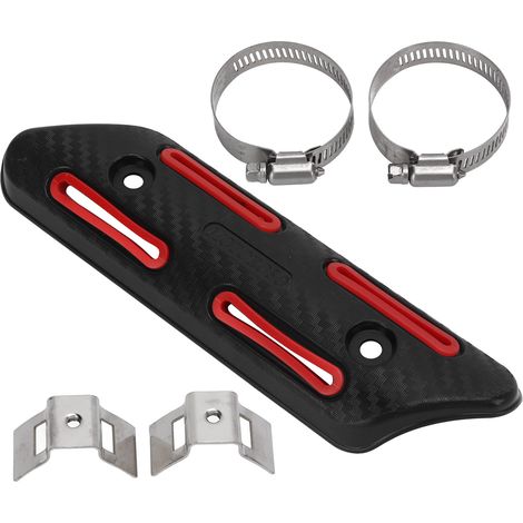 Protège-échappement calorifuge rouge pour motos 4 temps, quads, SSV tout-terrain, isolation thermique, couverture anti-chaleur, accessoire moto tout-terrain (1/5)