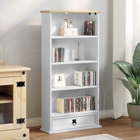vidaXL  CD cabinet  White 52 x 17.5 x 103 cm Solid Pine Wood