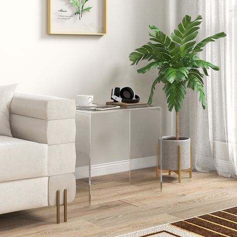 Table basse en acrylique transparent en forme de U, bords lisses et coins arrondis, 53,5 x 30,5 x 53,5 cm (1/5)