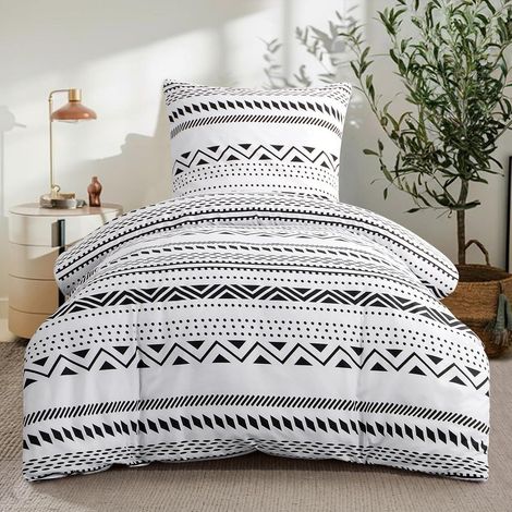 Bettwäsche 2teilig Mikrofaser Reißverschluss 155x220 Boho Grau (1/5)