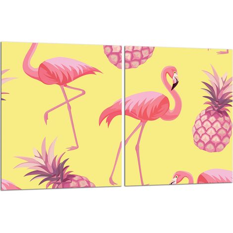 2 plaques de protection en verre pour cuisinière 40x52 Flamants roses (1/5)