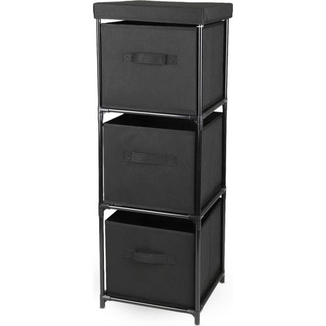 Würfelregal und 3 Stoff Schubladen - 82 x 31 cm - Standregal aus Metall mit 3 Vlies Boxen