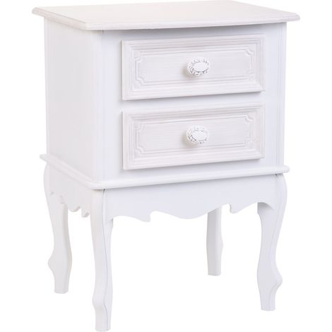 Mesita de madera de 2 cajones blanco 42x34x57h cm (1/5)