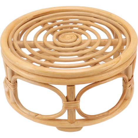 Support de plante en rotin naturel, forme ronde, étagère à plantes tressée à la main, grand pot de fleurs pour intérieur, jardin, maison, terrasse (1/5)