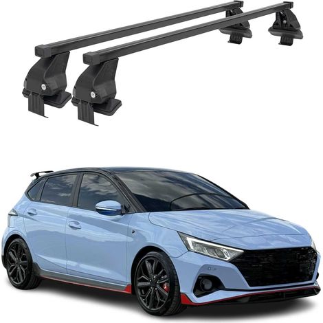 OMAC Dachträger Querträger Stahl für Hyundai i20 N 2021-2024 – Abschließbar – City-Crash-getestet – DIN 75302:2019 – ISO/PAS 11154:2006 – Max. 50 kg Schwarz (1/5)