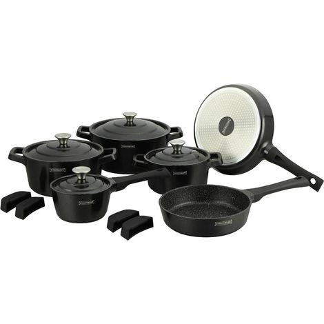 Topfset marmor - 14 teile - schwarz