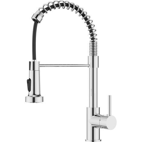 Robinet Cuisine Noir, Mitigeur Cuisine avec Douchette Extractible max à 45cm, Rotation à 360° et Double Fonction de Pulvérisation (1/5)