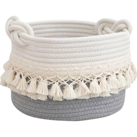 Panier de rangement tressé pour ranger pinceaux de maquillage, peignes accessoiresstyle bohème-Boîte de rangement pour la maison. (1/5)
