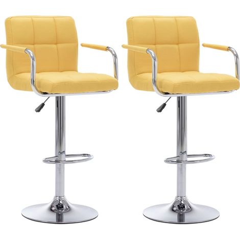 Chaises de bar 2 pcs Jaune Tissu (1/5)