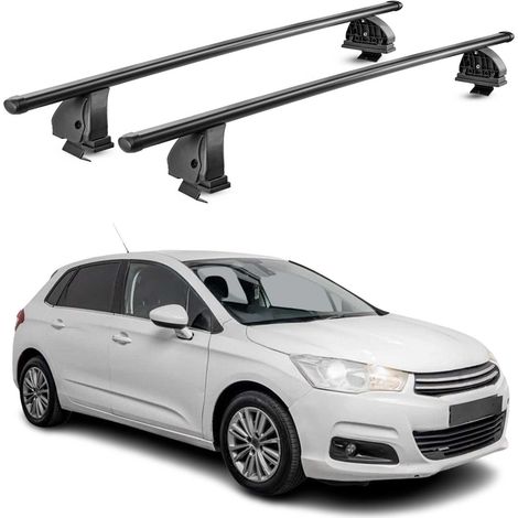 OMAC Stahl Dachträger Querträger Citroen C4 II 2010-2018 – TÜV / DIN 75302:2019 – Abschließbar – Max. 75 kg – 2 Stangen – Schwarz (1/5)