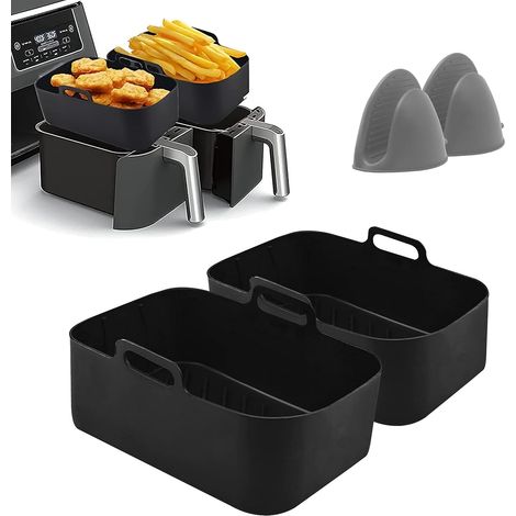 Lot de 2 doublures en silicone pour friteuse à air Ninja, gants inclus (doublure et gants fournis). (1/5)