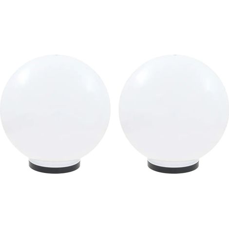 Set di 2 luci da giardino a sfera a LED 40 x 40 x 40 cm illuminazione decorativa d'atmosfera in PMMA bianco 020045969